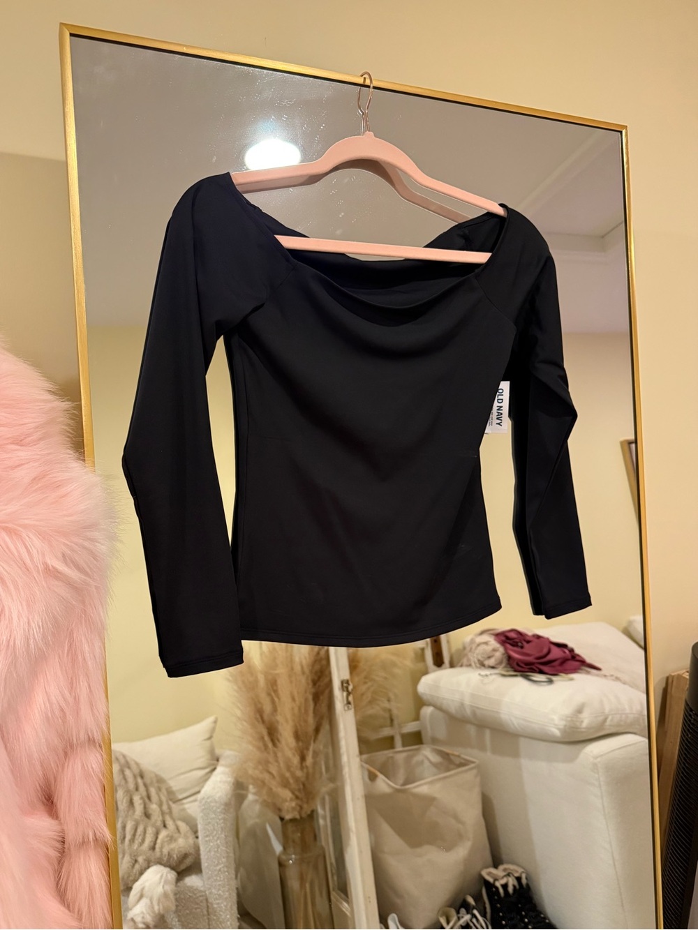 Old Navy Black Off-Shoulder Long Sleeve Top